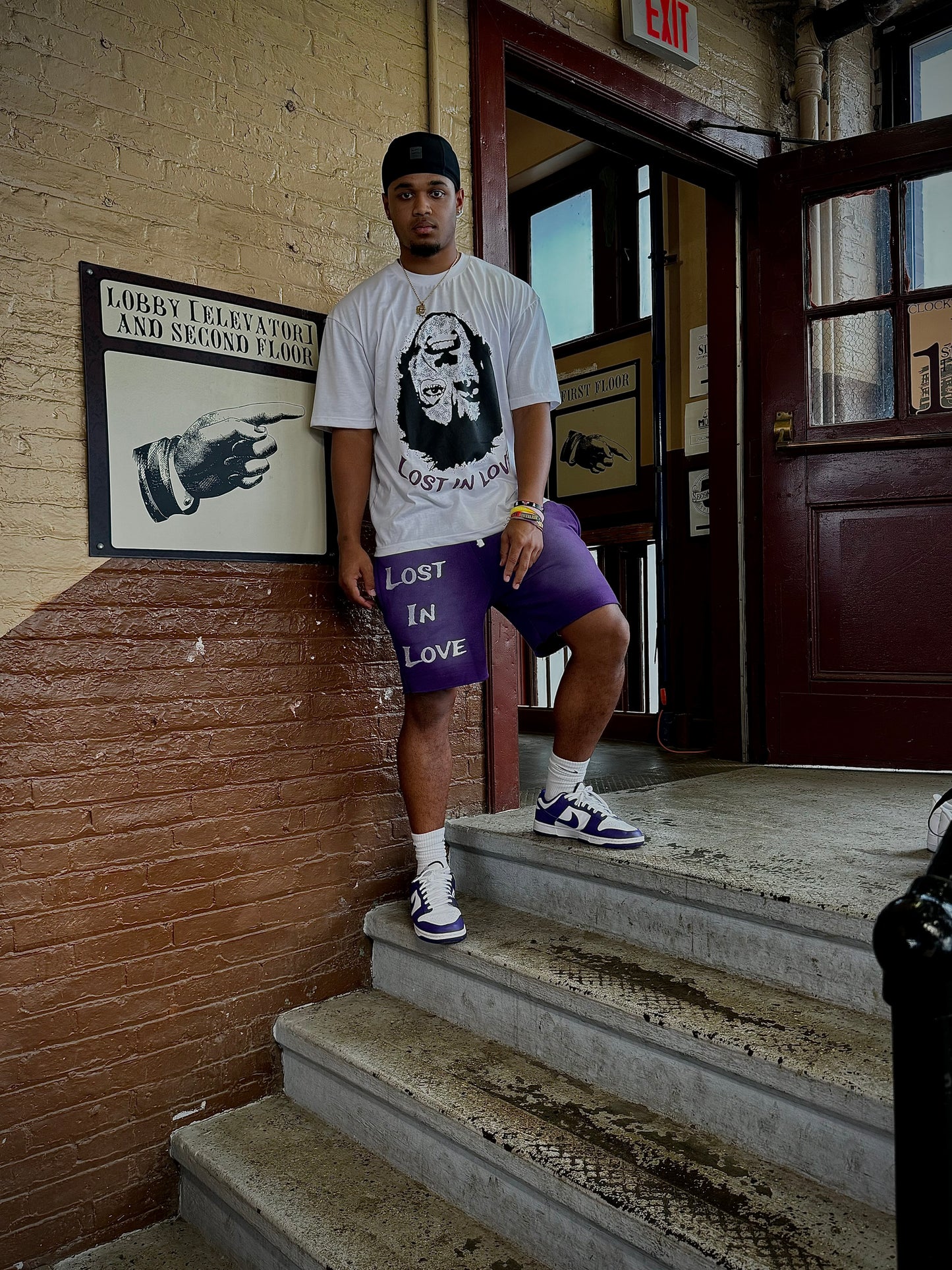 Purple love over rage tee with shorts