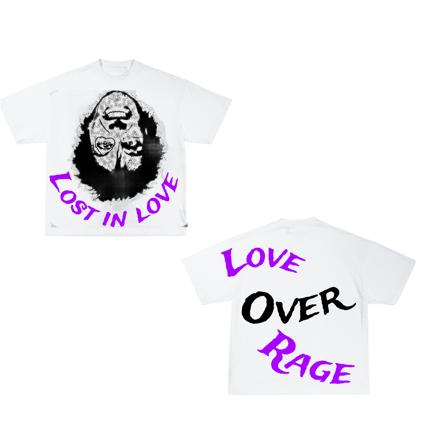 Purple love over rage tee with shorts