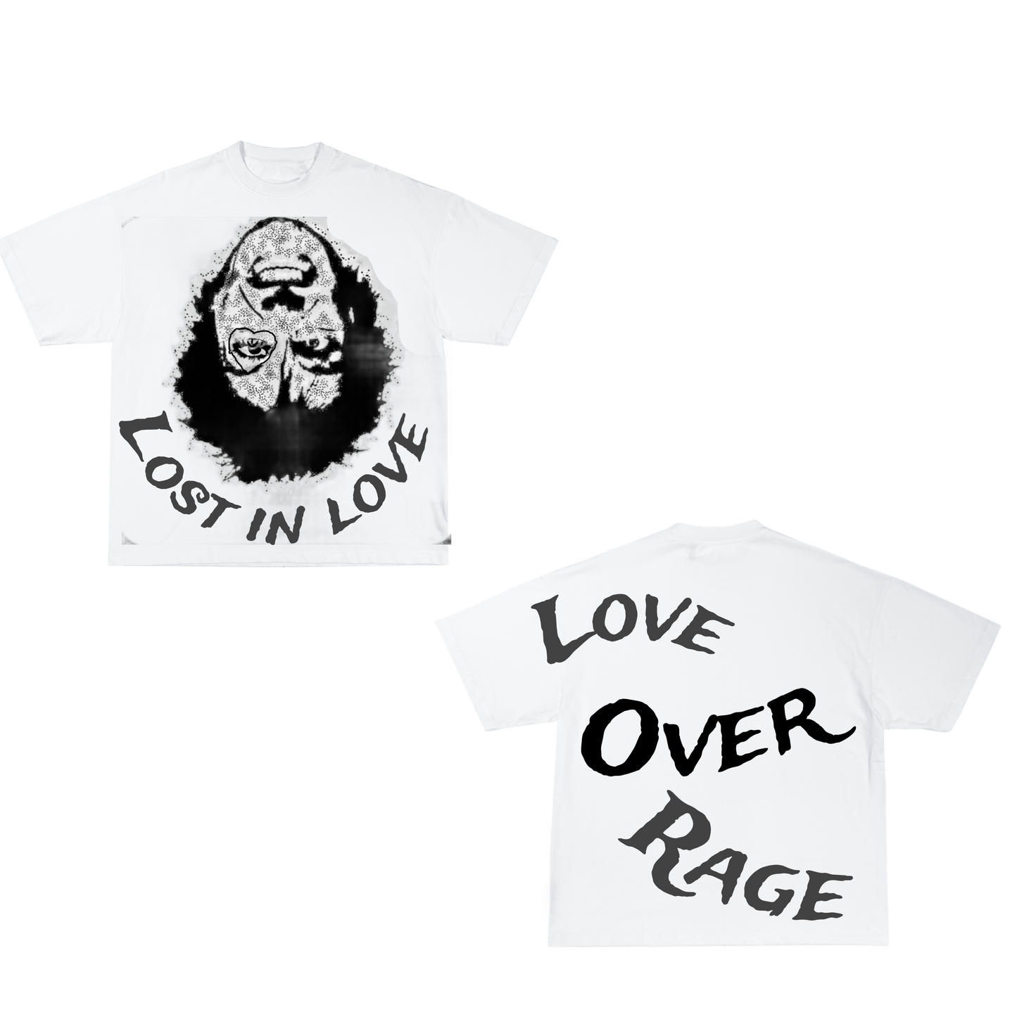 Black love over rage tee with short