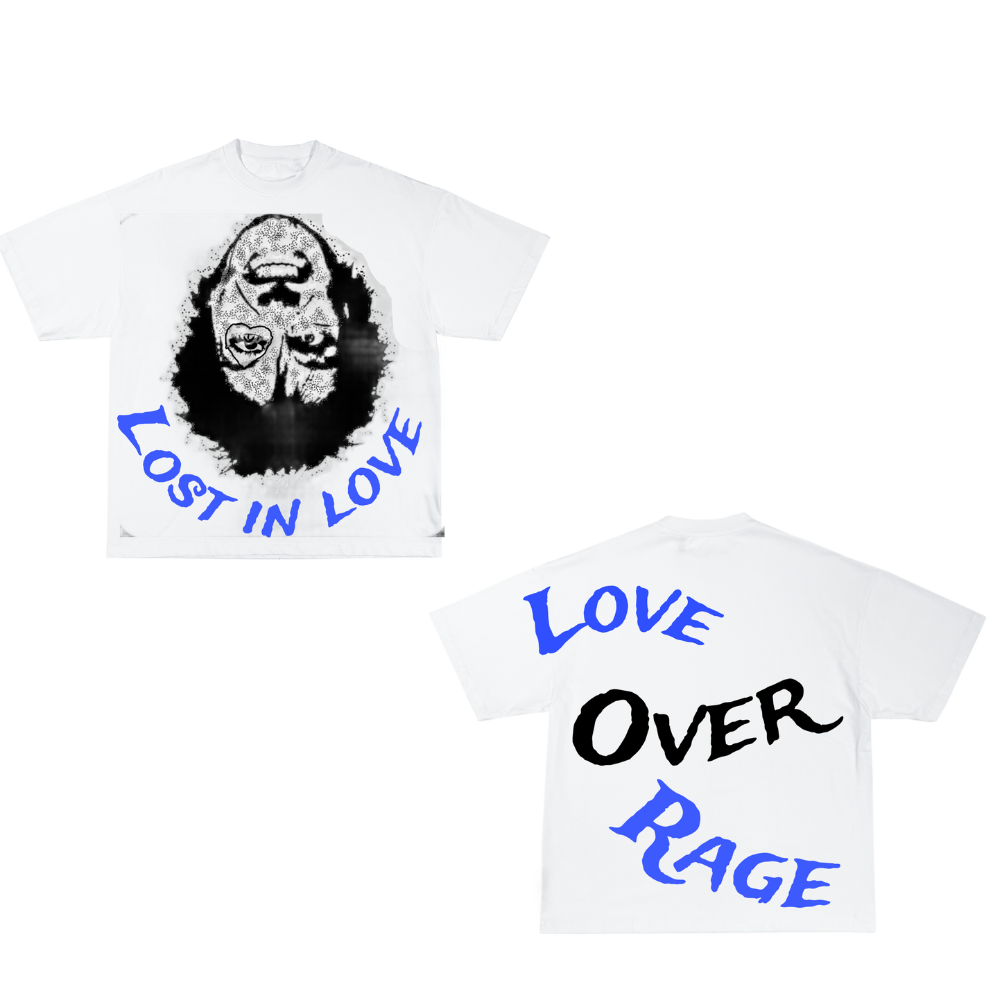 Blue love over rage tee with shorts